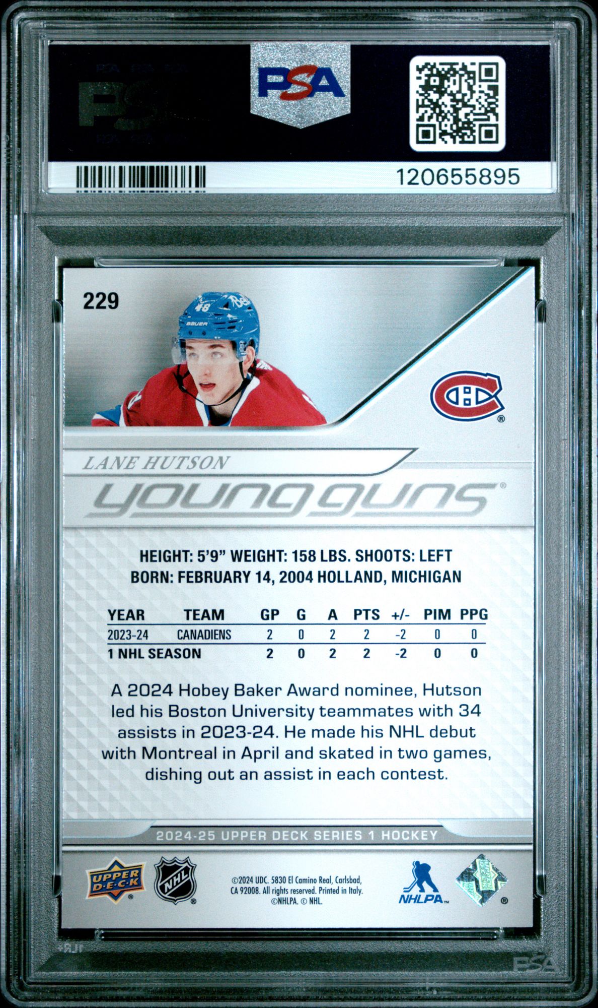 2024 Upper Deck 229 Lane Hutson PSA 9 product image