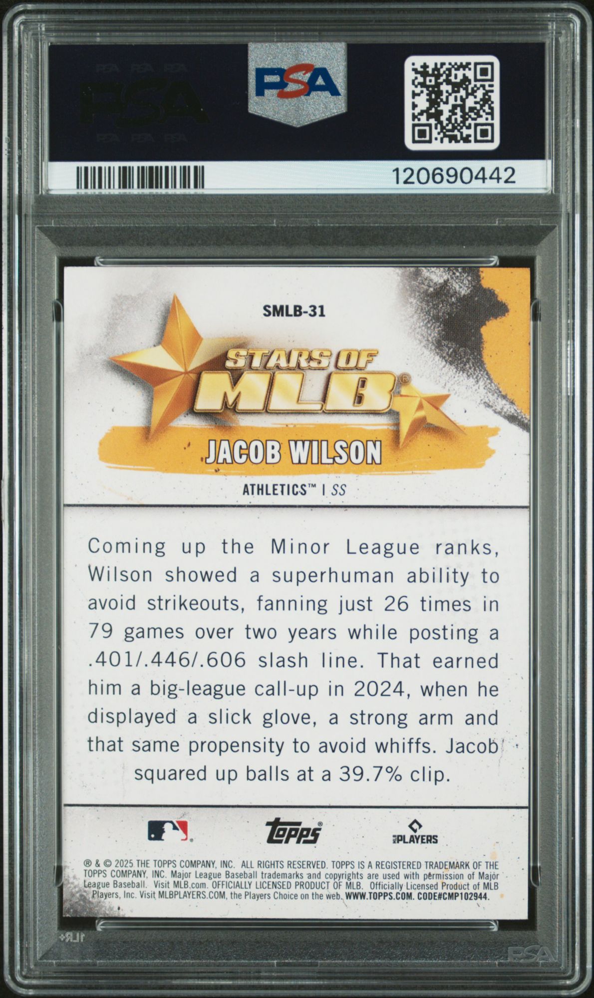 2025 Topps Stars Of MLB SMLB31 Jacob Wilson Series 2 PSA 10 product image