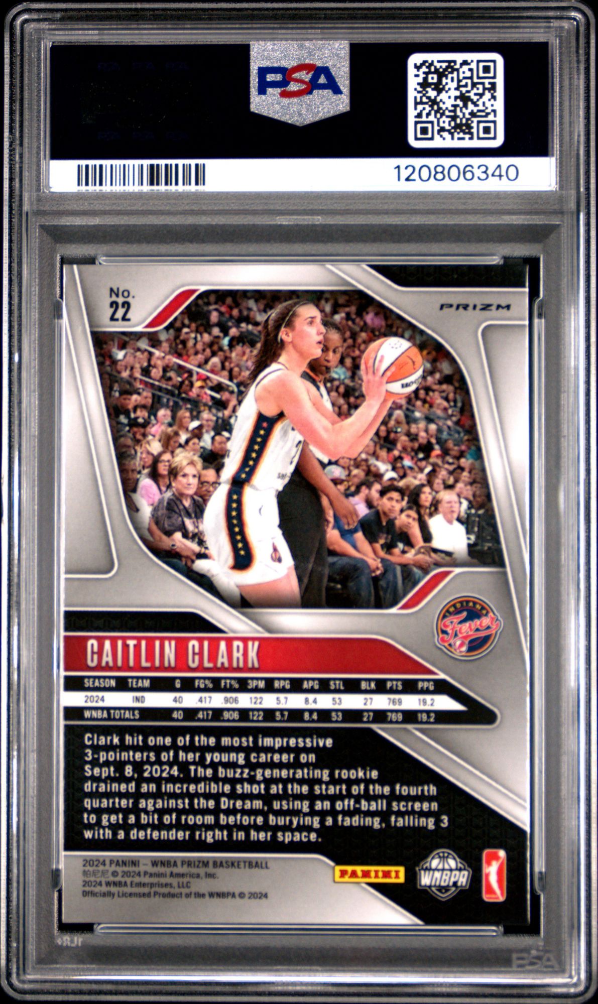 2024 Panini Prizm WNBA 22 Caitlin Clark Green Prizm PSA 9 product image