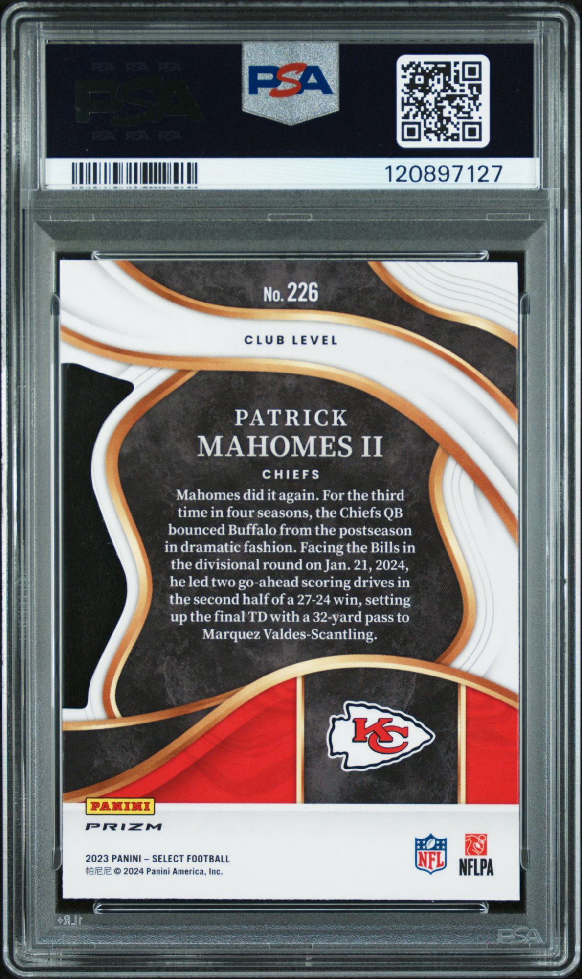 2023 Panini Select 226 Patrick Mahomes Ii Die-cut Black & Green Prizm PSA 10 product image