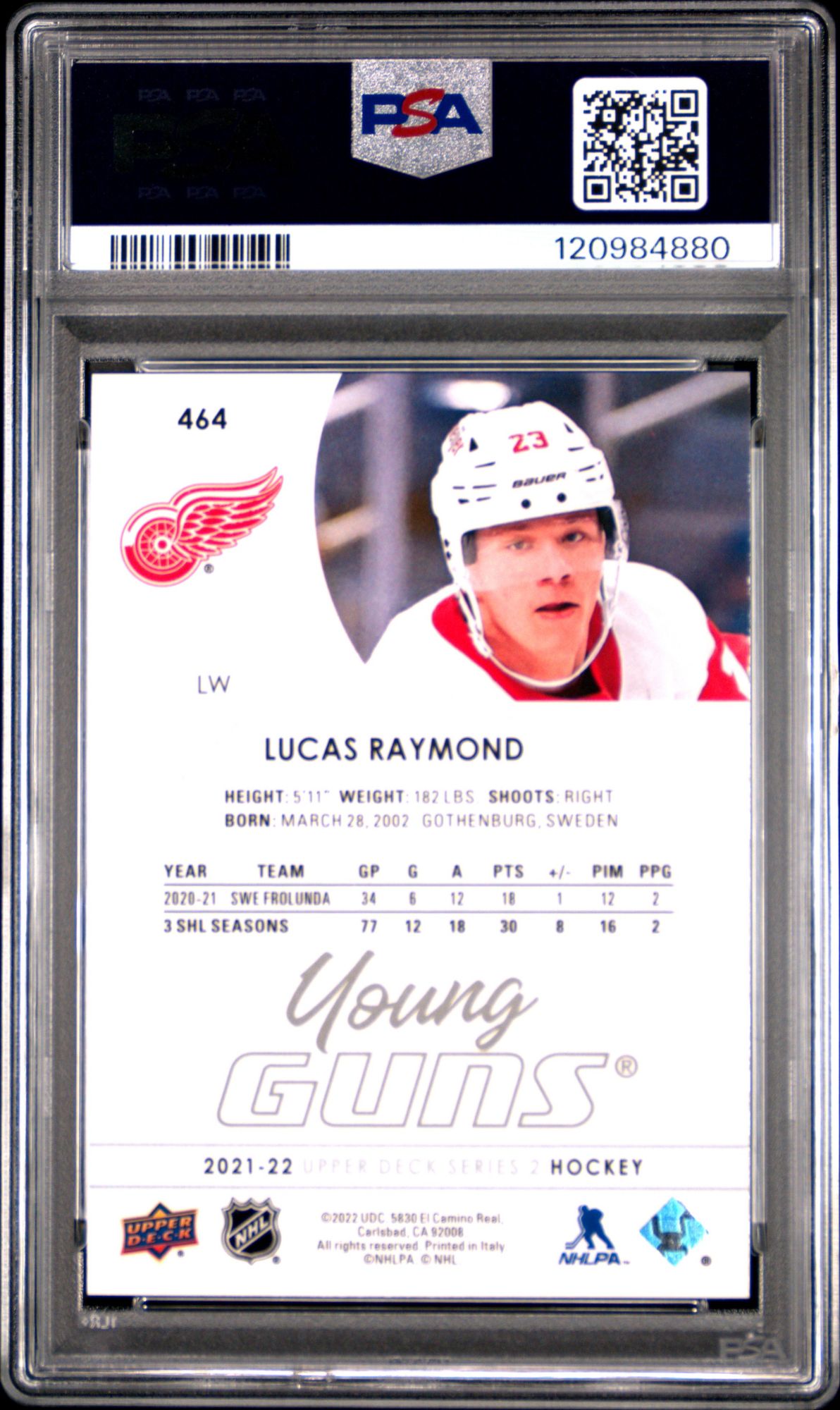 2021-2022 Upper Deck 464 Lucas Raymond PSA 10 product image