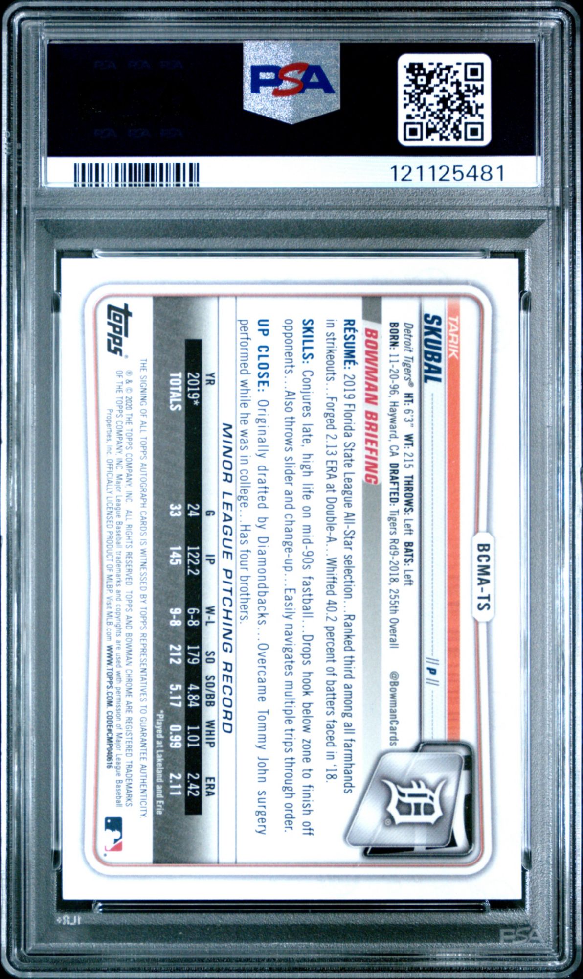 2020 Bowman Chrome Mega Box Autographs Bcmats Tarik Skubal PSA 10 product image