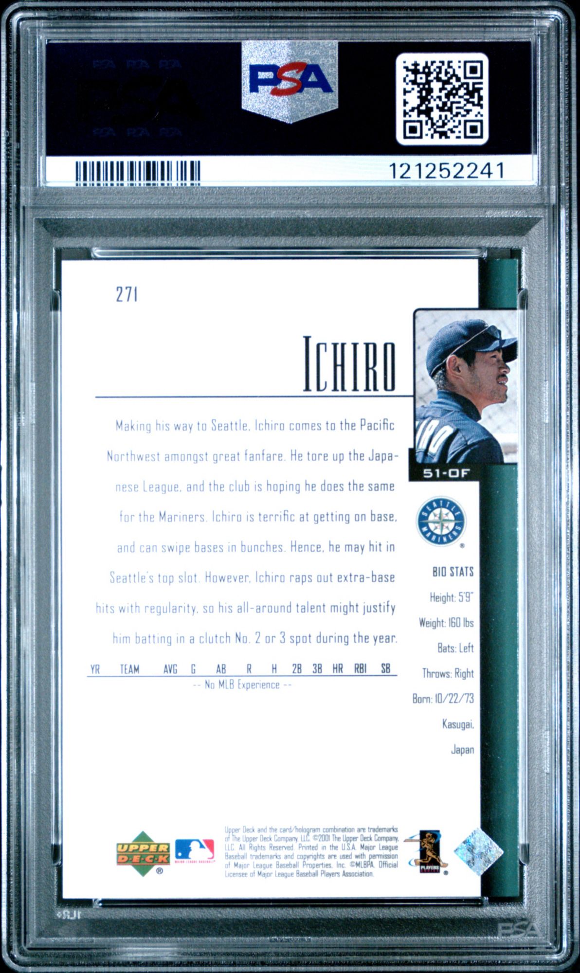 2001 Upper Deck 271 Ichiro PSA 10 product image