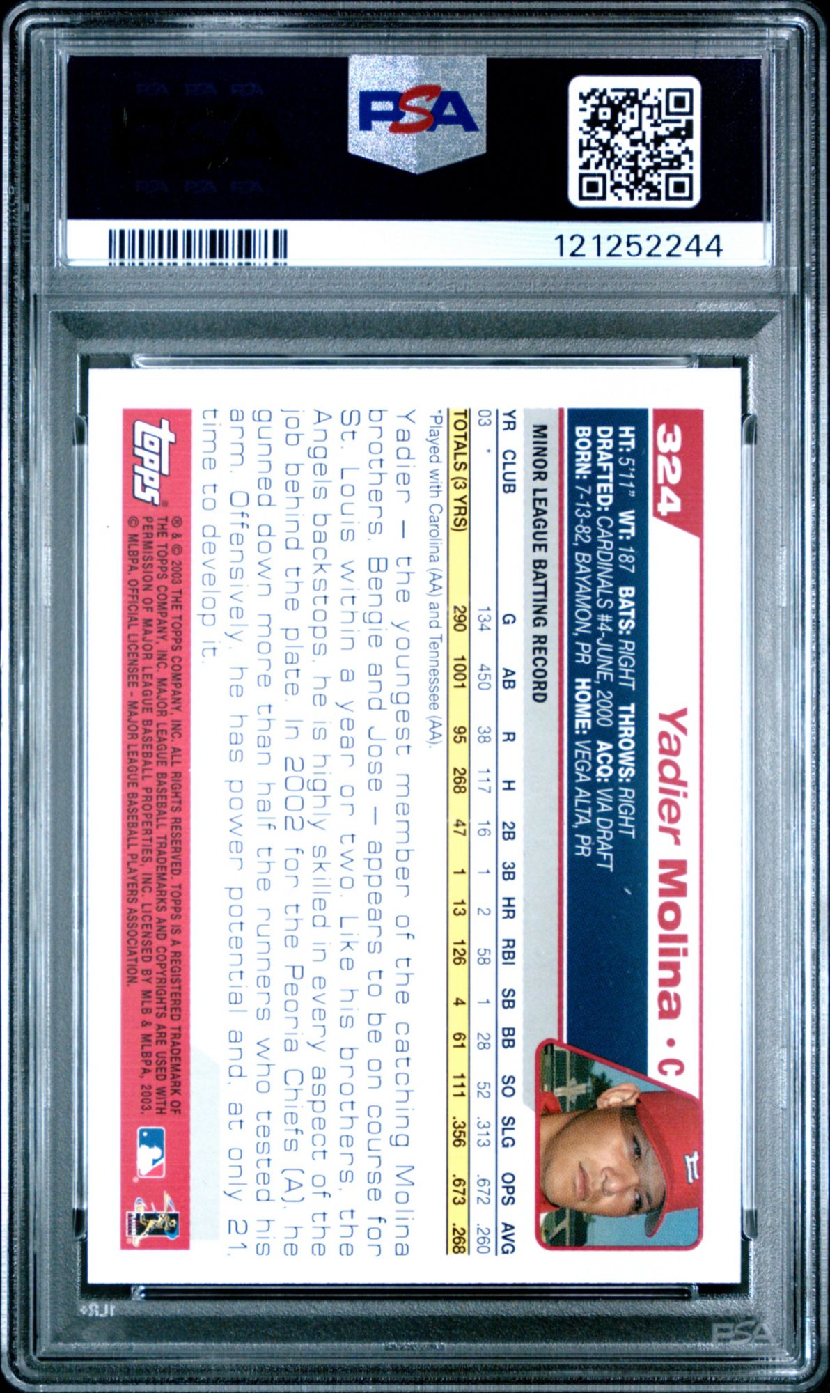 2004 Topps 324 Yadier Molina PSA 9 product image