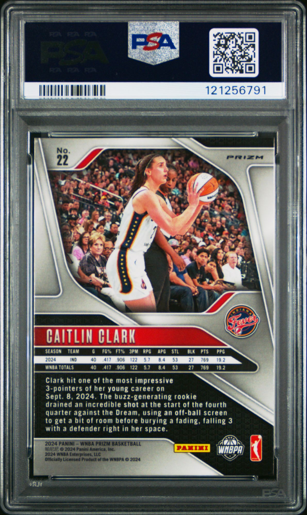 2024 Panini Prizm WNBA 22 Caitlin Clark Blue Velocity PSA 9 product image
