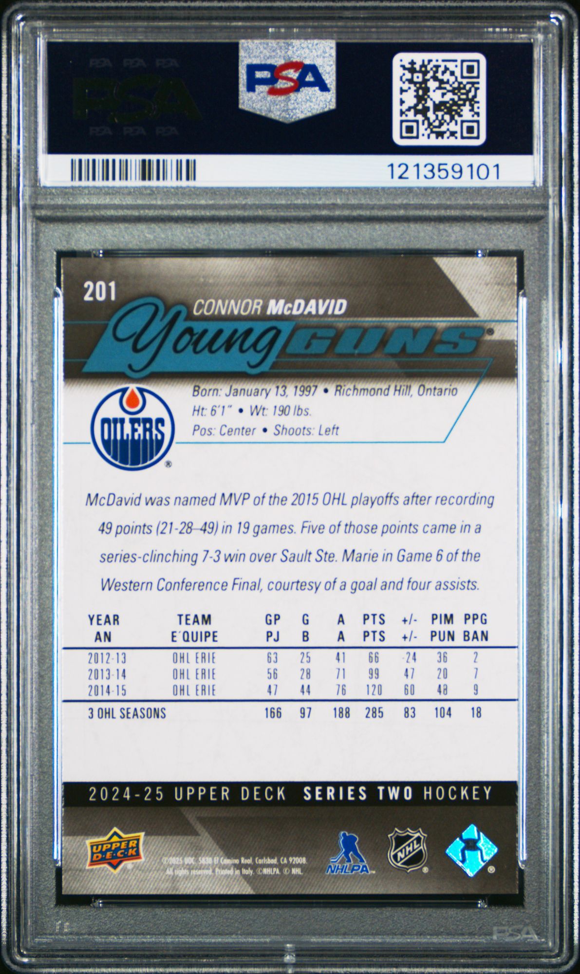 2024 Upper Deck Young Guns Renewed 201 Connor McDavid PSA 10 product image