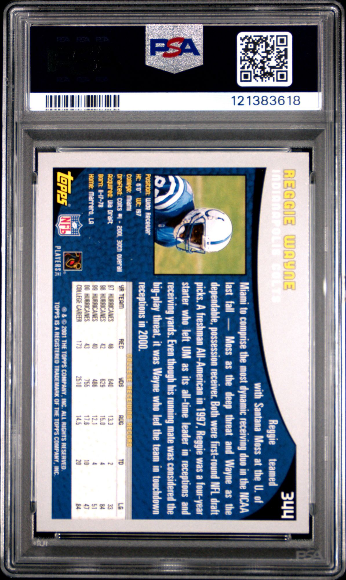 2001 Topps 344 Reggie Wayne Collection PSA 10 product image