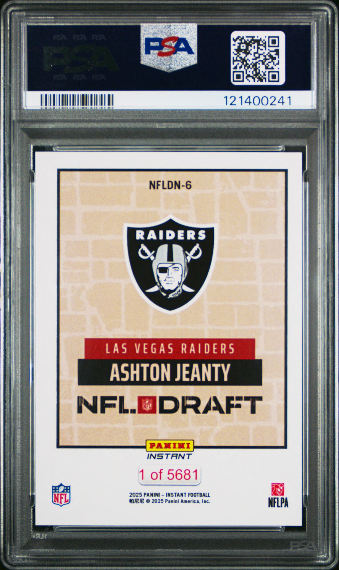 2025 Panini Instant NFL Draft Night NFLDN6 Ashton Jeanty PSA 10 product image