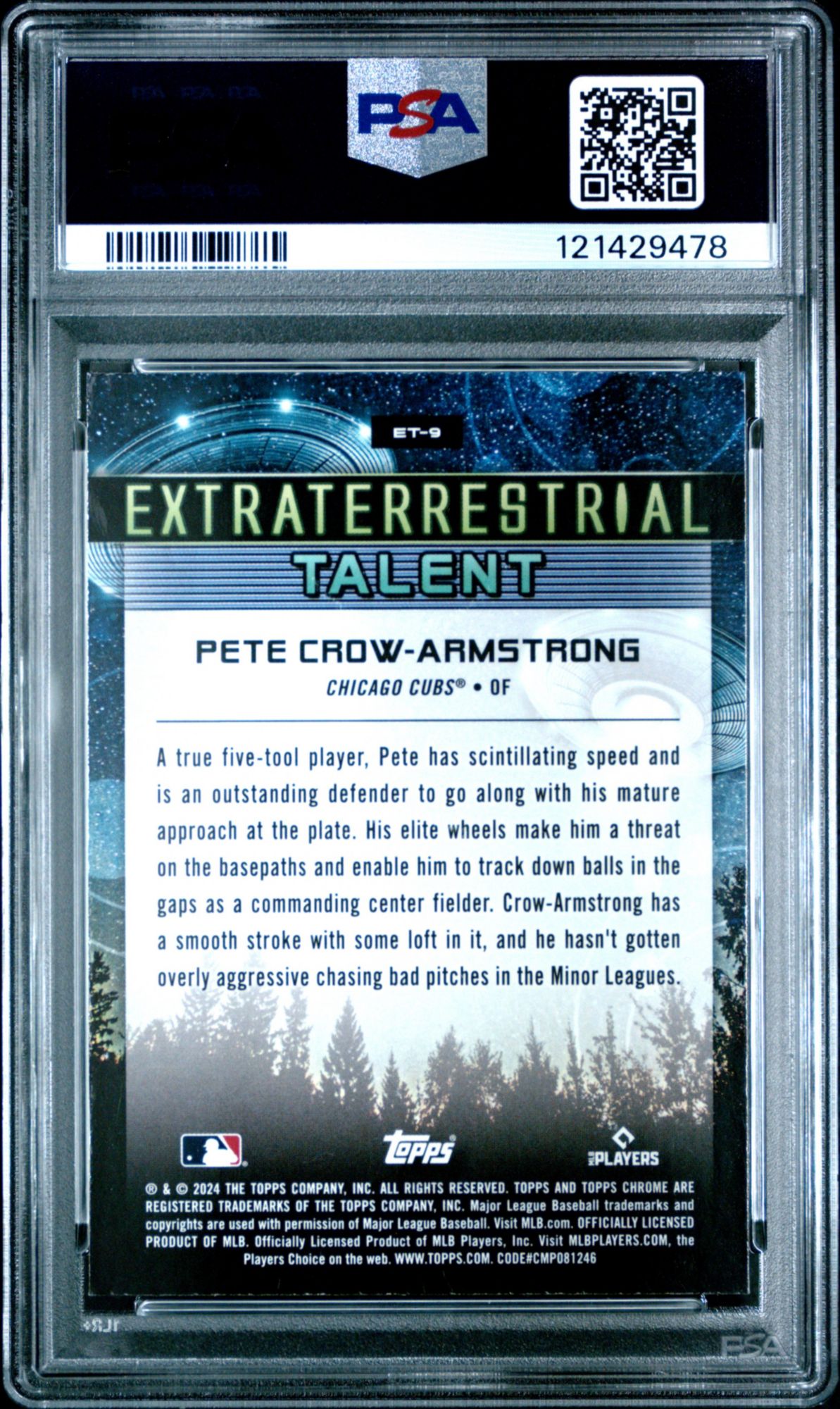 2024 Topps Cosmic Chrome Extraterrestrial Talent ET9 Pete Crow-Armstrong PSA 10 product image