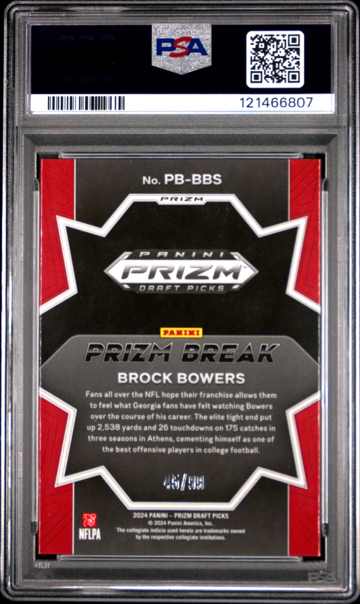2024 Panini Prizm Draft Picks Prizm Break Pbbbs Brock Bowers Blue Ice PSA 10 product image