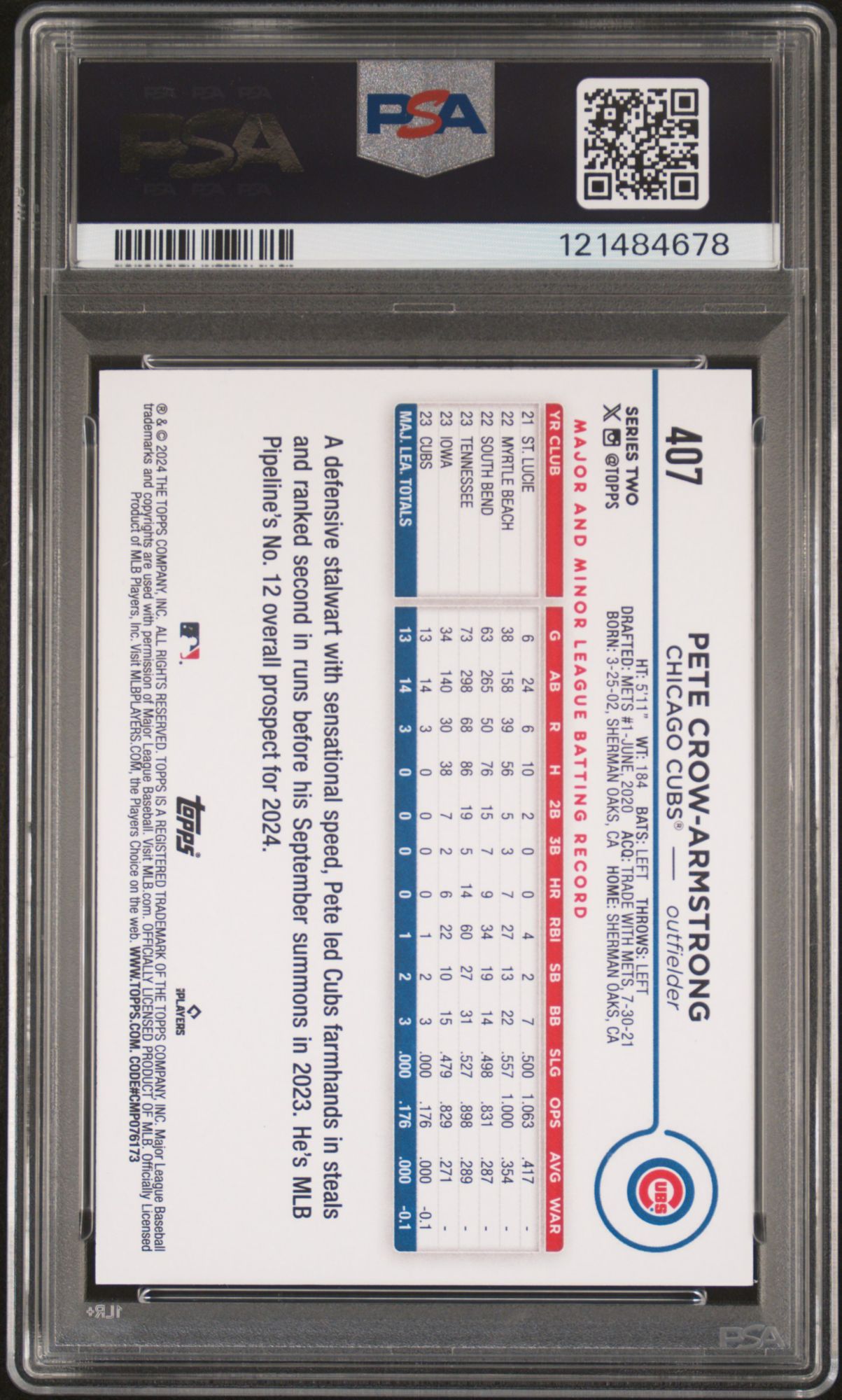 2024 Topps 407 Pete Crow-armstrong PSA 10 product image