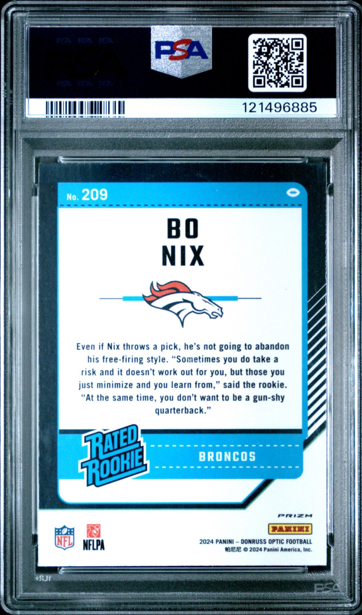 2024 Panini Donruss Optic 209 Bo Nix Stars PSA 9 product image