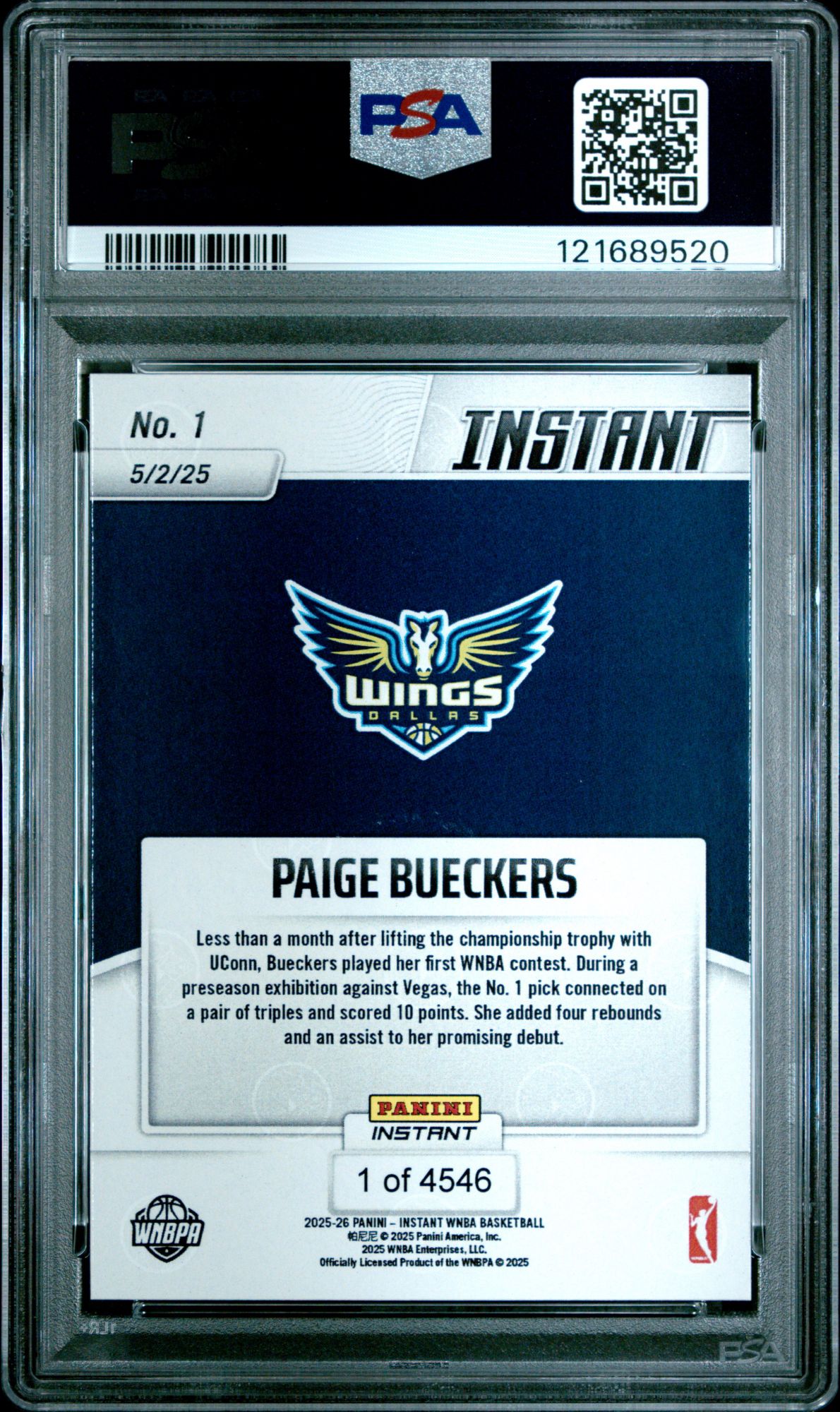 2025 Panini Instant WNBA 1 Paige Bueckers  PSA 10 product image