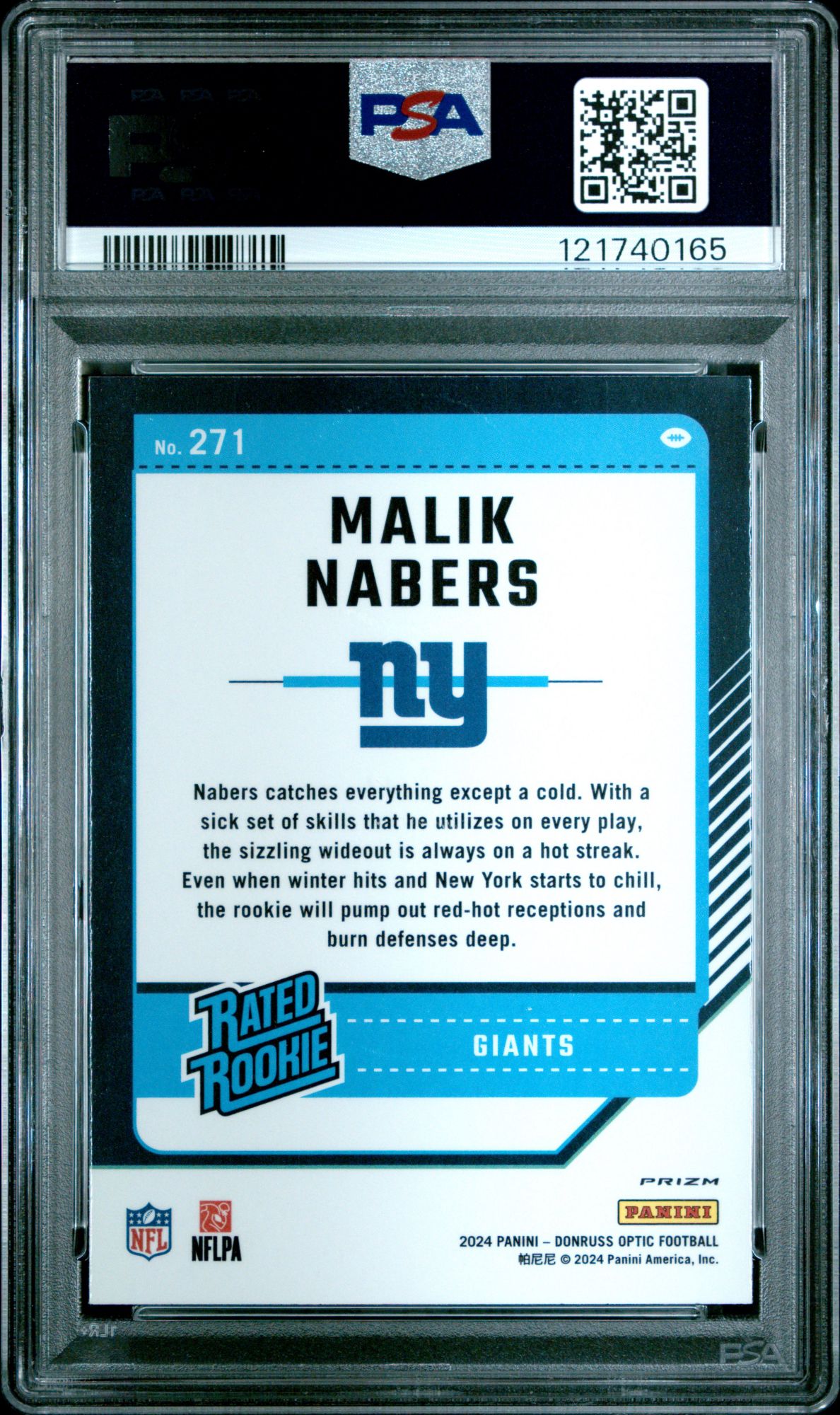 2024 Panini Donruss Optic 271 Malik Nabers Purple Shock PSA 10 product image