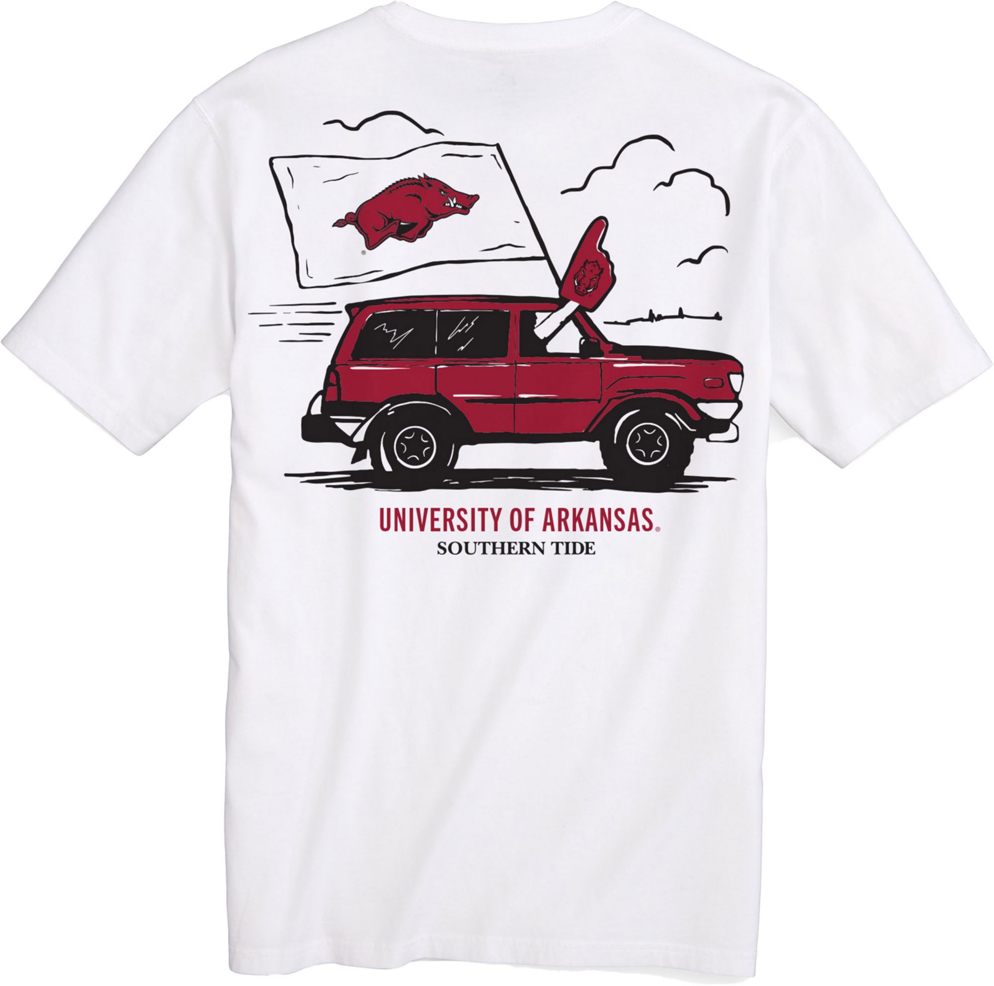Southern Tide Men's Arkansas Razorbacks White Foam Finger Short Sleeve T-Shirt product image