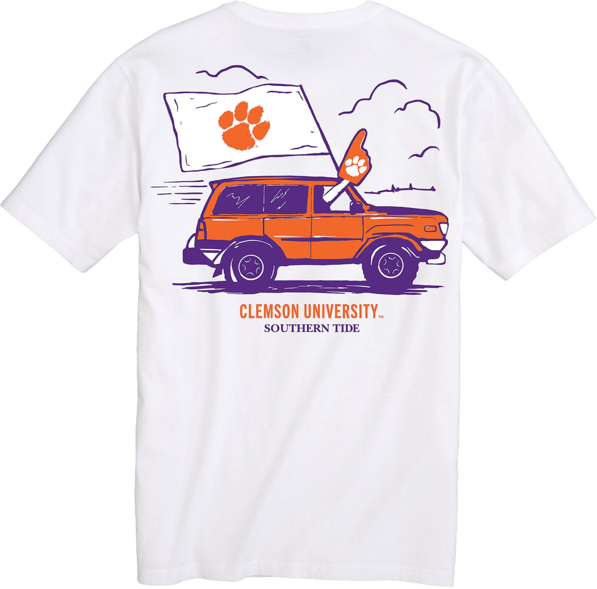 Southern Tide Men's Clemson Tigers White Foam Finger Short Sleeve T-Shirt product image