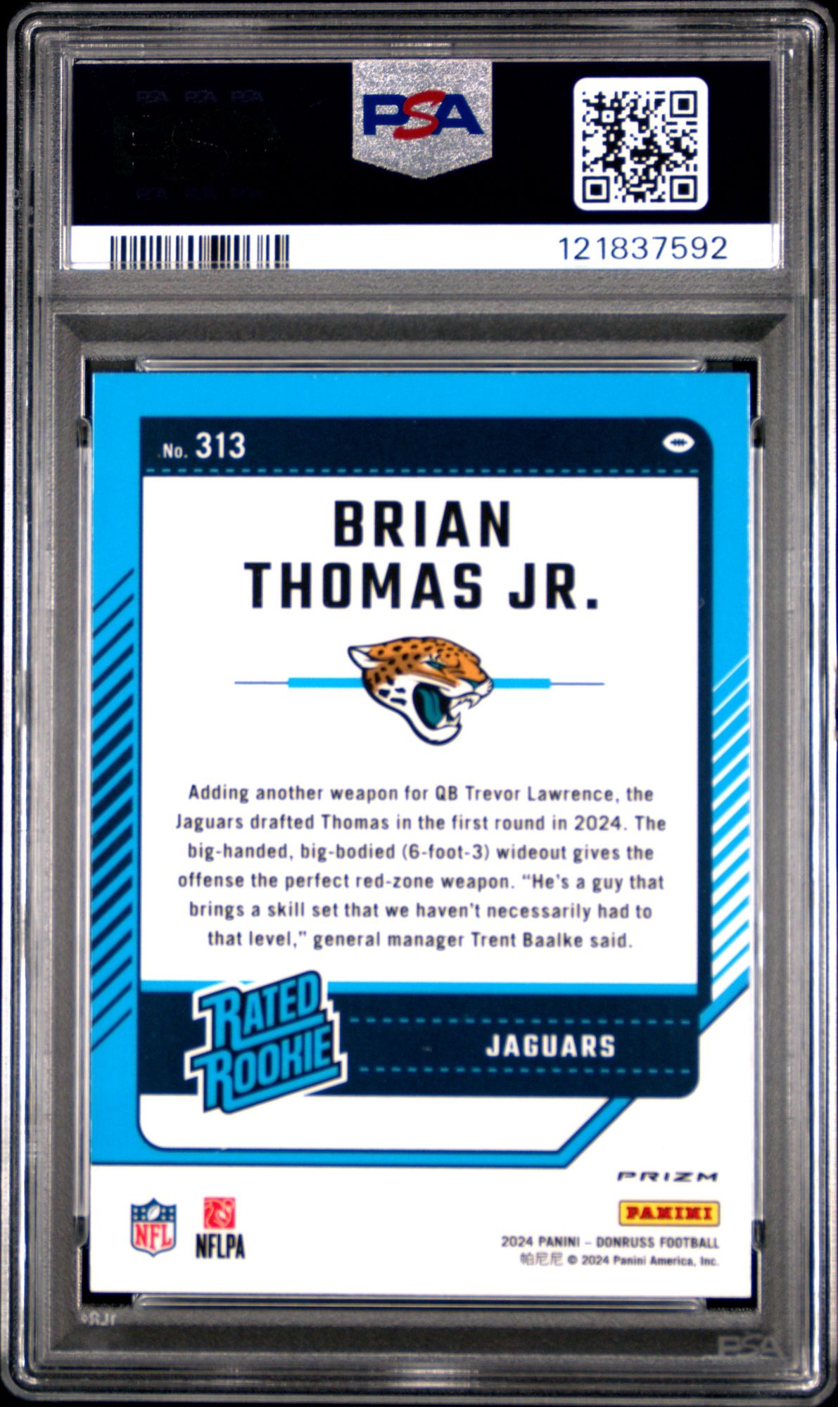 2024 Panini Donruss 313 Brian Thomas Jr. Optic Preview-pink PSA 10 product image