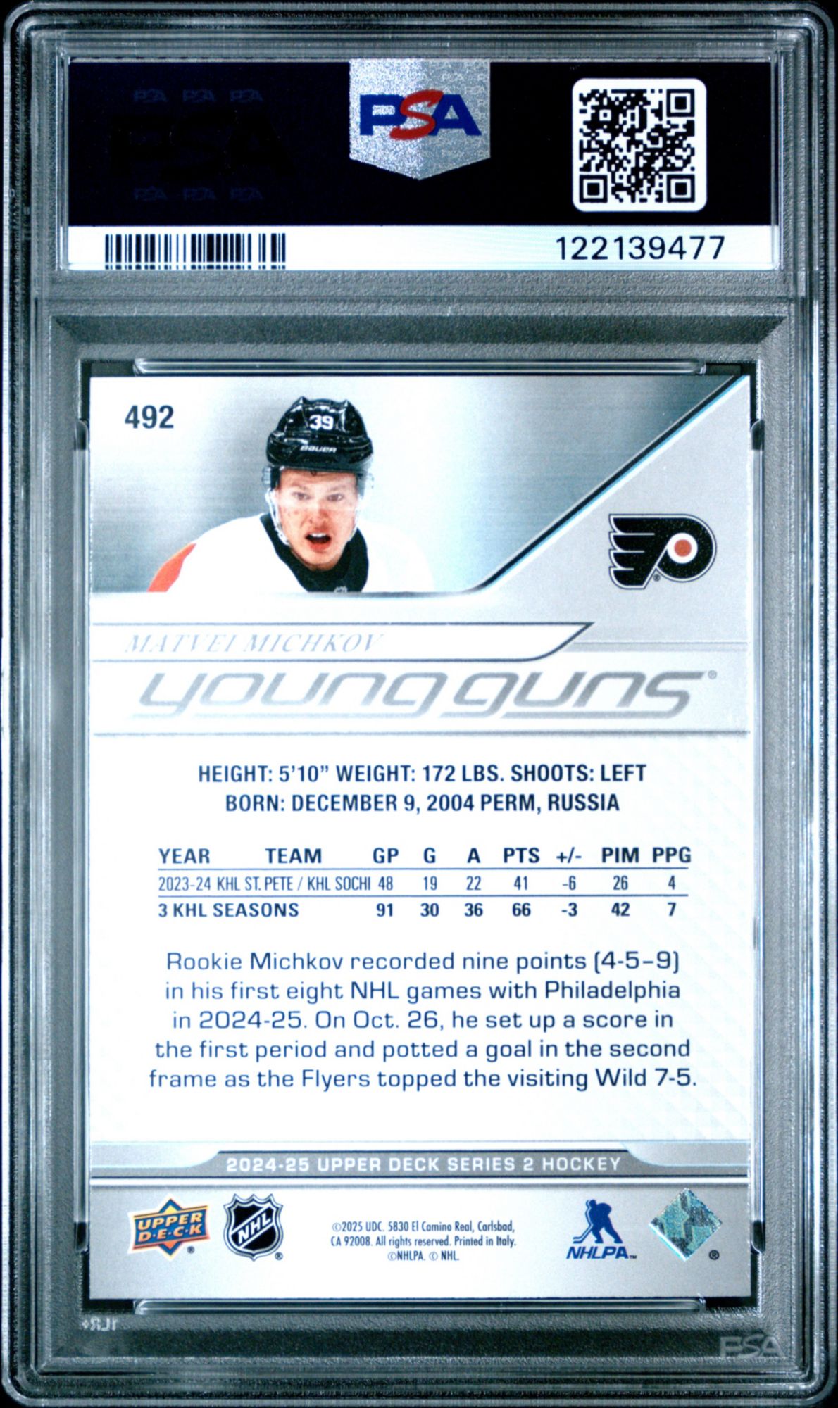 2024 Upper Deck 492 Matvei Michkov PSA 9 product image