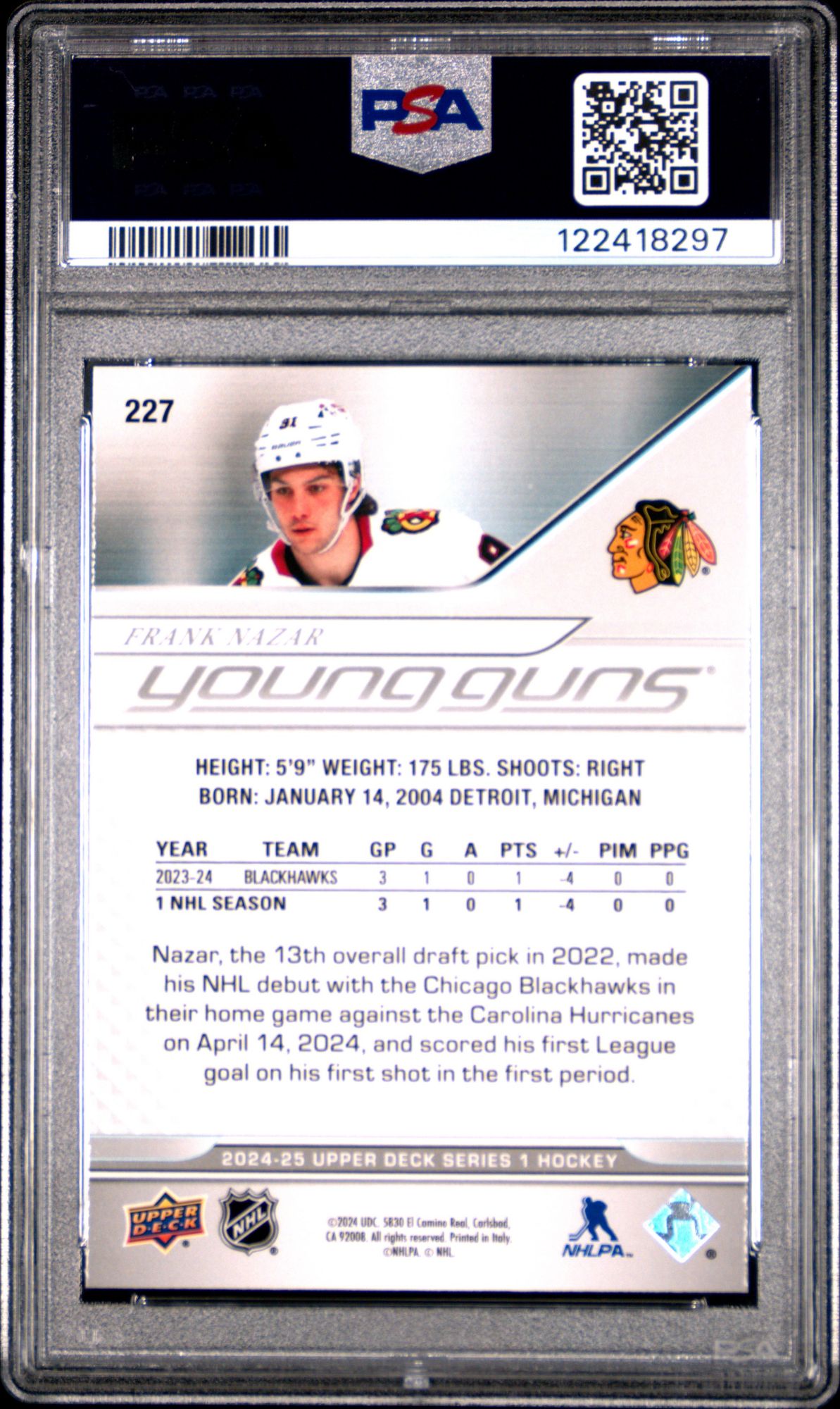 2024 Upper Deck 227 Frank Nazar PSA 10 product image