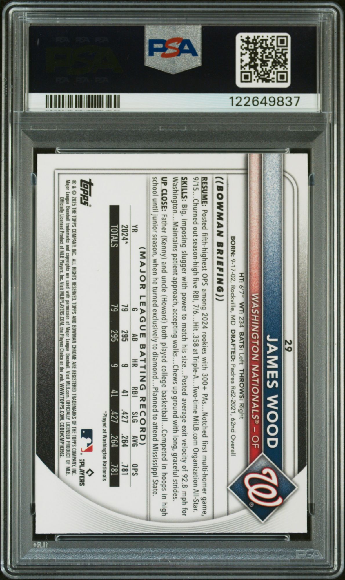 2025 Bowman Mega Box Chrome 29 James Wood PSA 10 product image