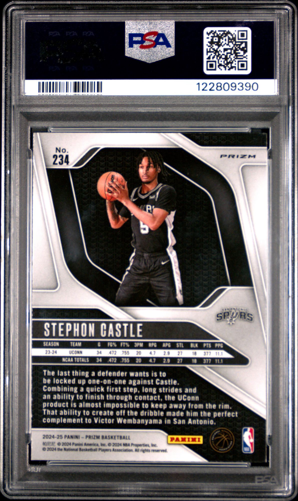 2024 Panini Prizm 234 Stephon Castle Variation-Fast Break PSA 10 product image