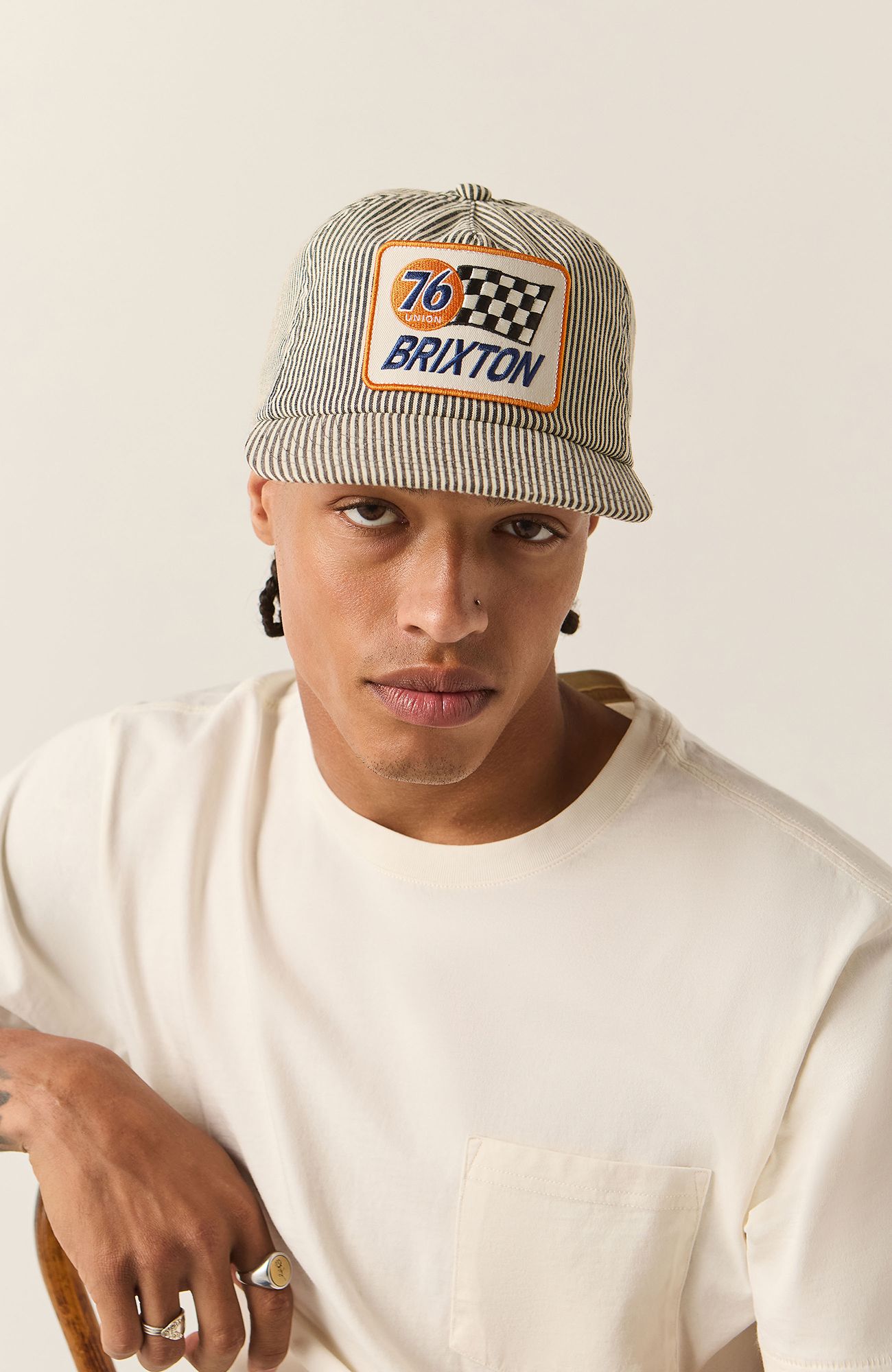 Brixton Union 76 Finish Line Snapback Hat product image