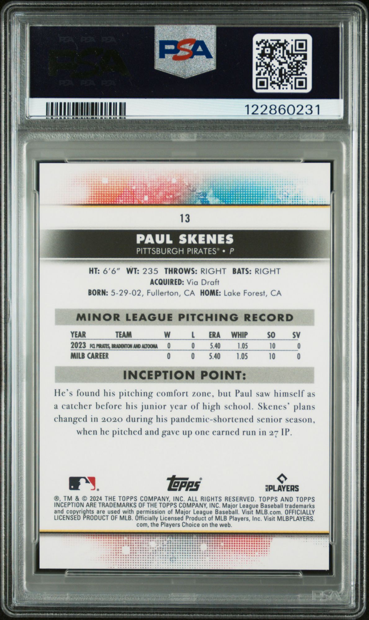 2024 Topps Inception 13 Paul Skenes Green PSA 10 product image