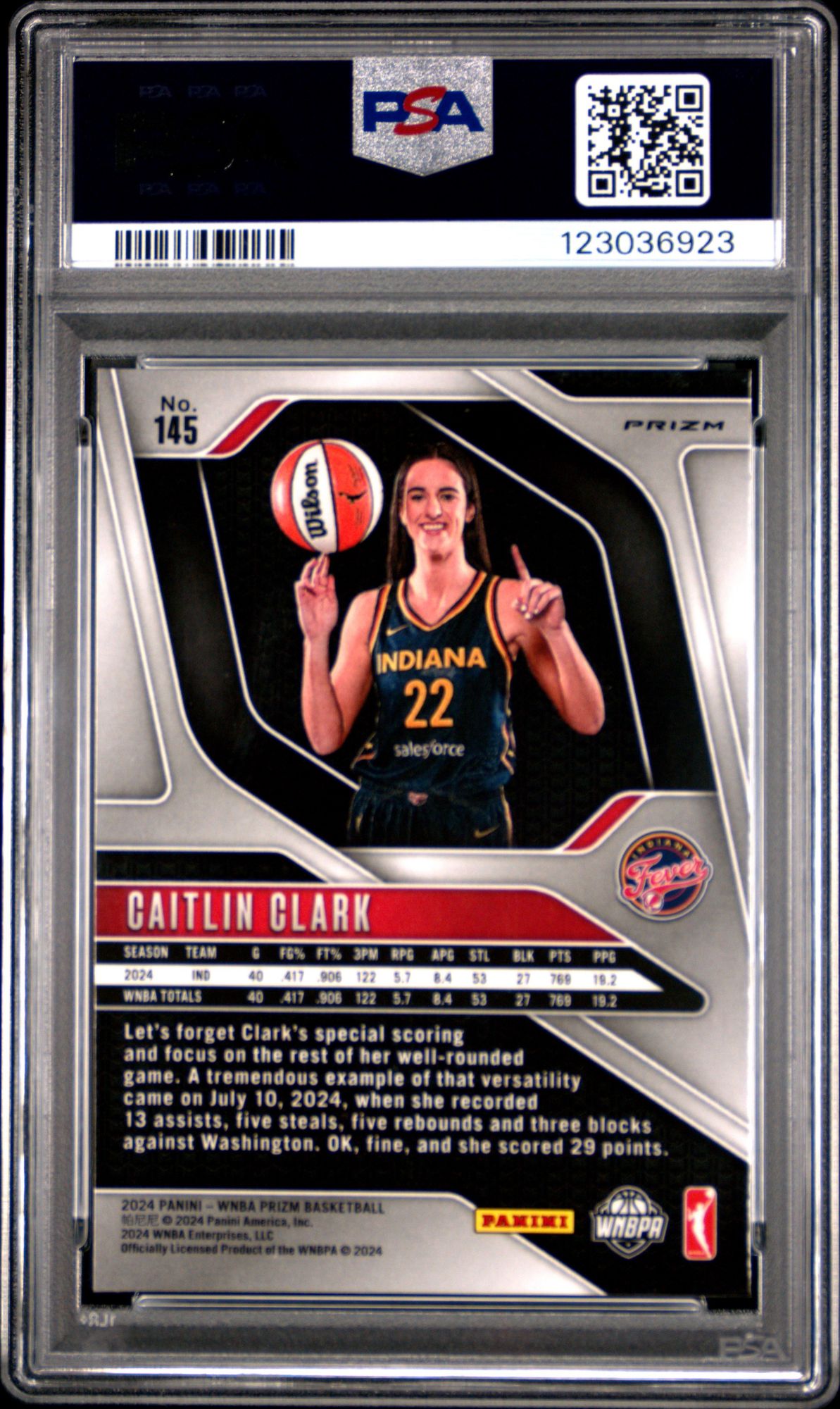 2024 Panini Prizm WNBA 145 Caitlin Clark Green Prizm PSA 9 product image
