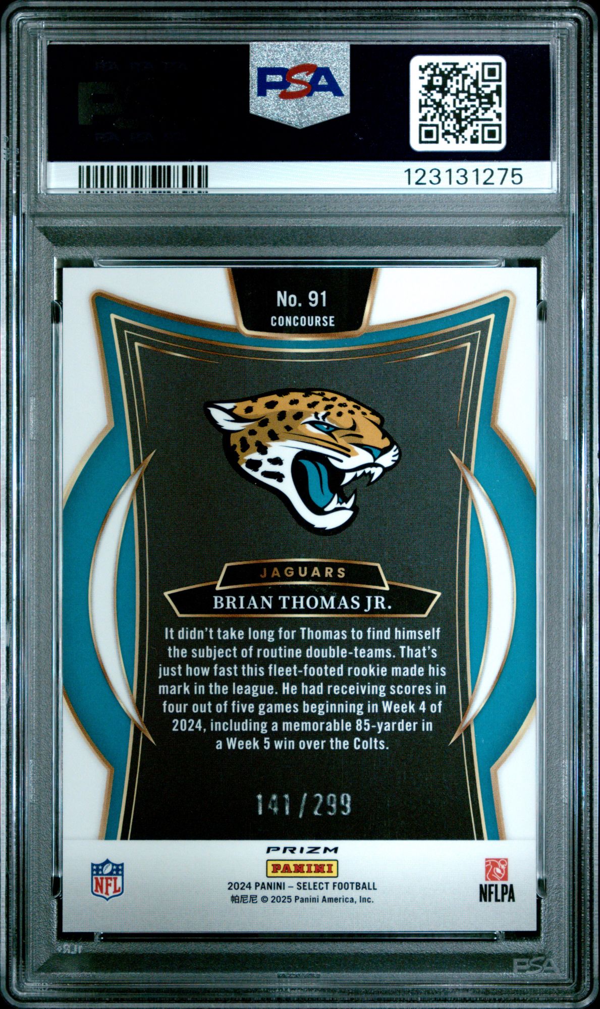 2024 Panini Select 91 Brian Thomas Jr. Tri-Color Prizm PSA 10 product image