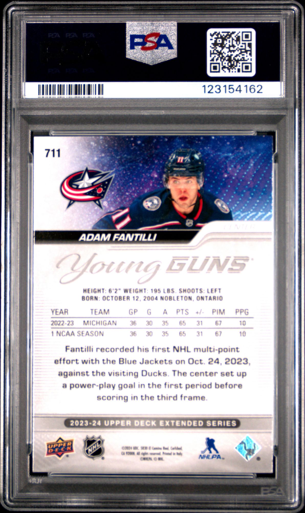 2023 Upper Deck 711 Adam Fantilli PSA 10 product image