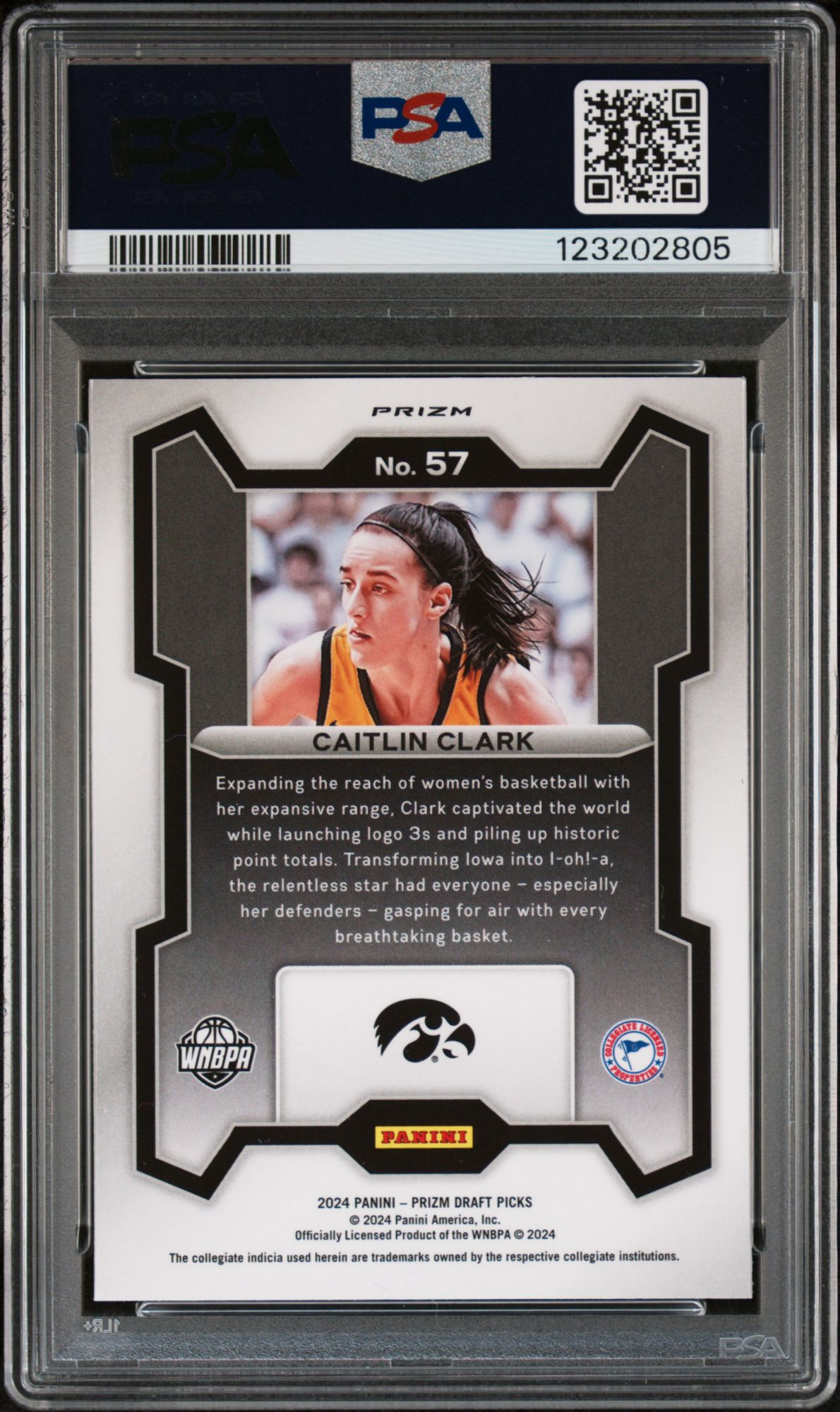 2024 Panini Prizm Draft Picks 57 Caitlin Clark Silver Prizm PSA 10 product image