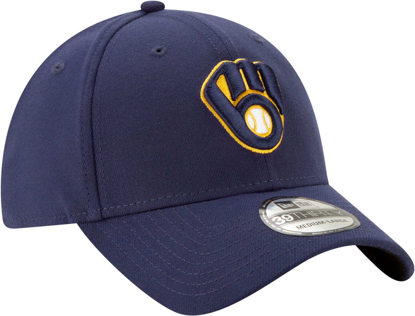 New Era Men's Milwaukee Brewers Navy 39Thirty Stretch Fit Hat