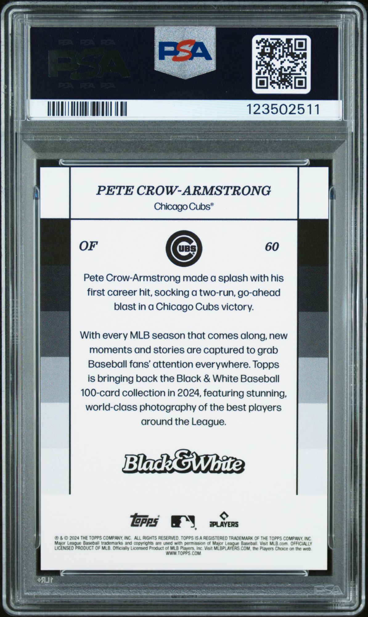 2024 Topps Black And White 60 Pete Crow-Armstrong PSA 10 product image
