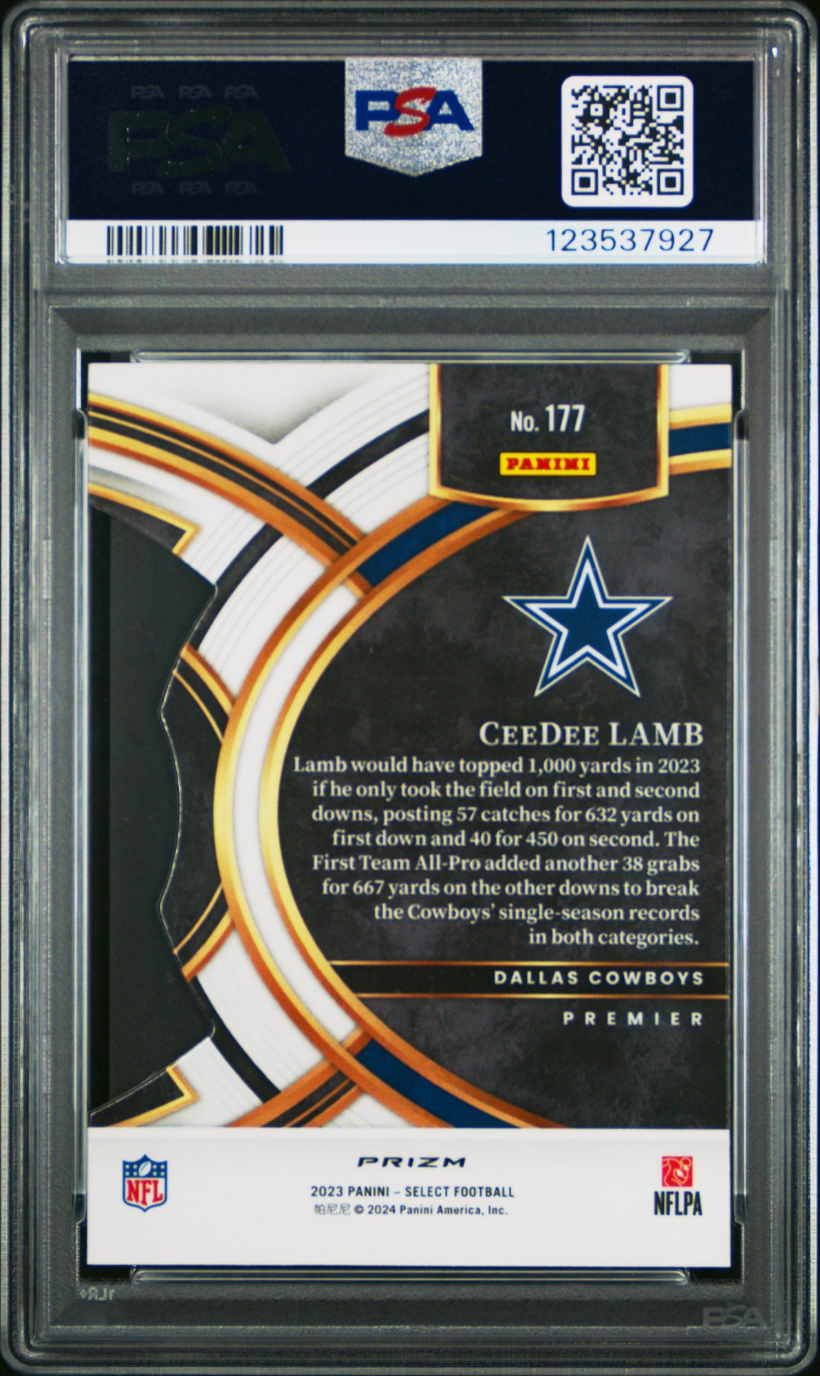 2023 Panini Select 177 Ceedee Lamb Die-cut Zebra Prizm PSA 10 product image