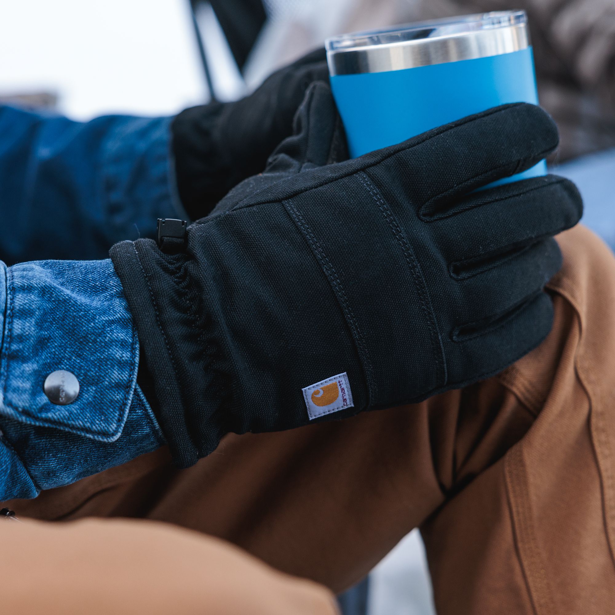 Carhartt Men's Insulated Duck Synthetic Leather Knit Cuff Gloves product image