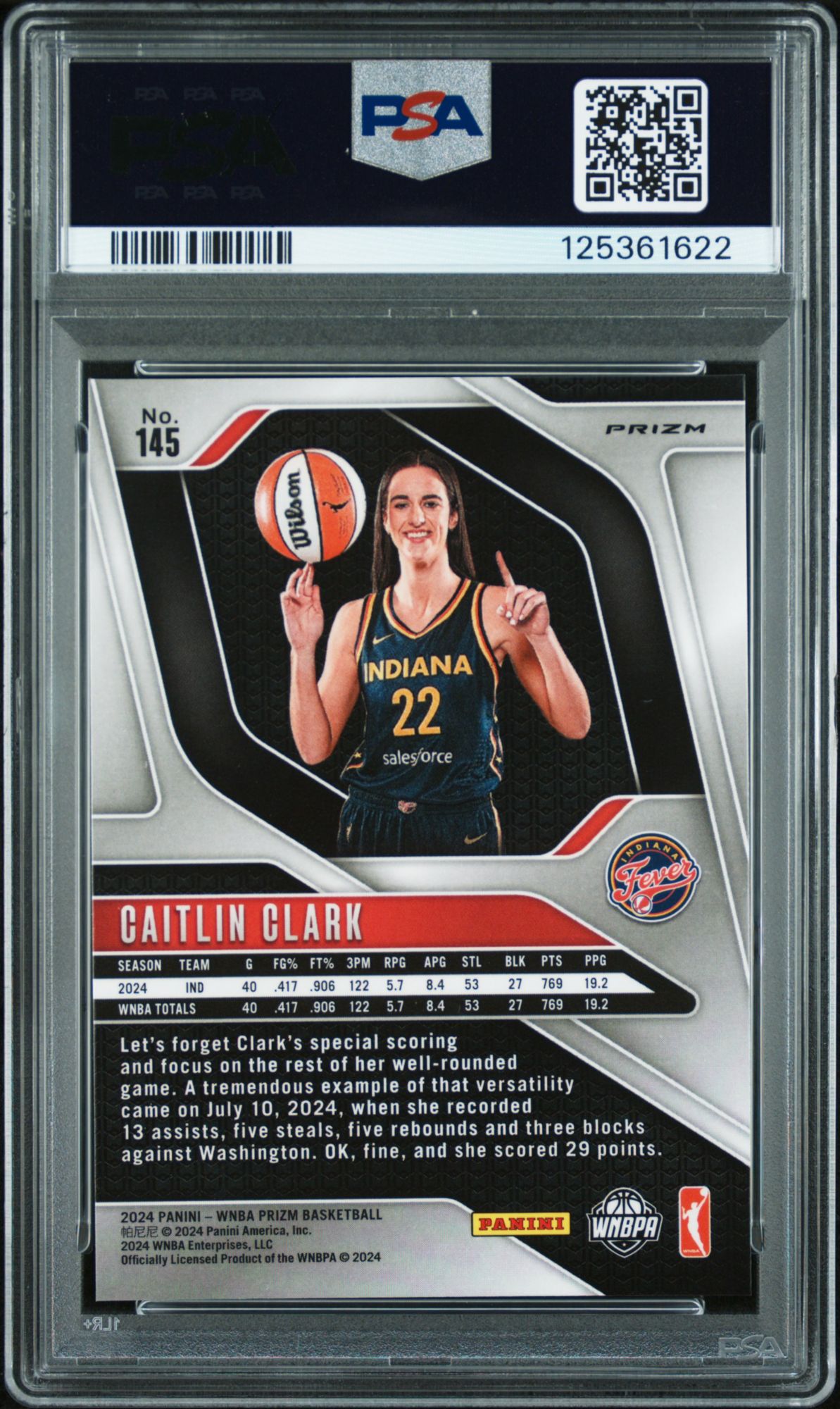 2024 Panini Prizm WNBA 145 Caitlin Clark Ice PSA 9 product image