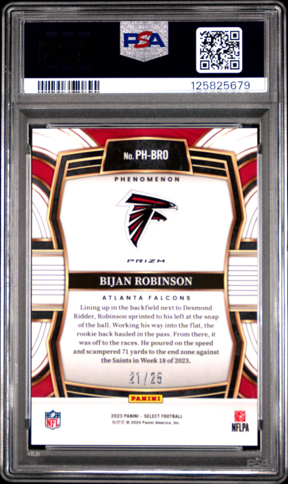 2023 Panini Select Phenomenon Phbro Bijan Robinson Tie-dye Prizm PSA 10 product image