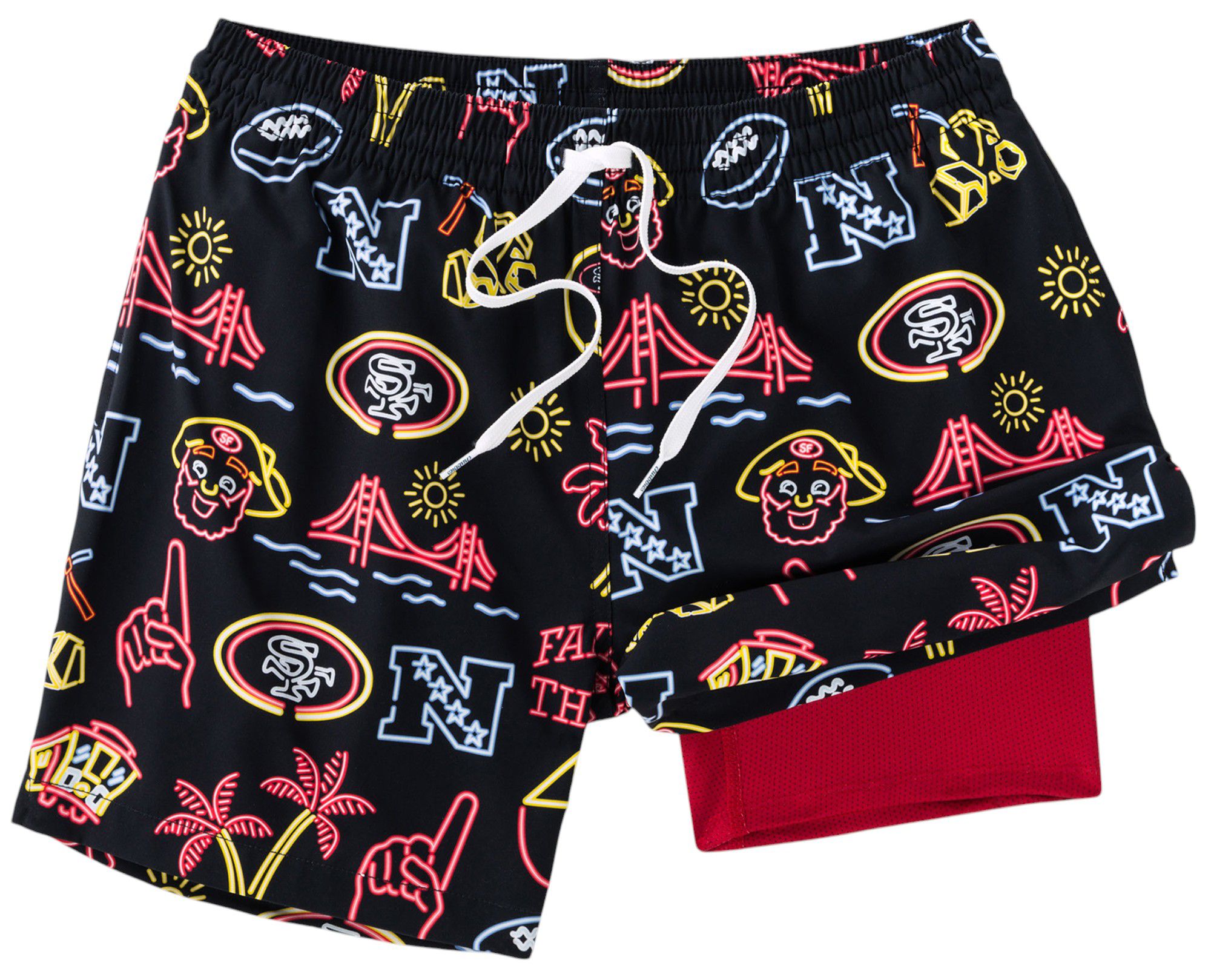 Chubbies Adult San Francisco 49ers Neon Medium Red 5.5" Lined Swim Trunks product image
