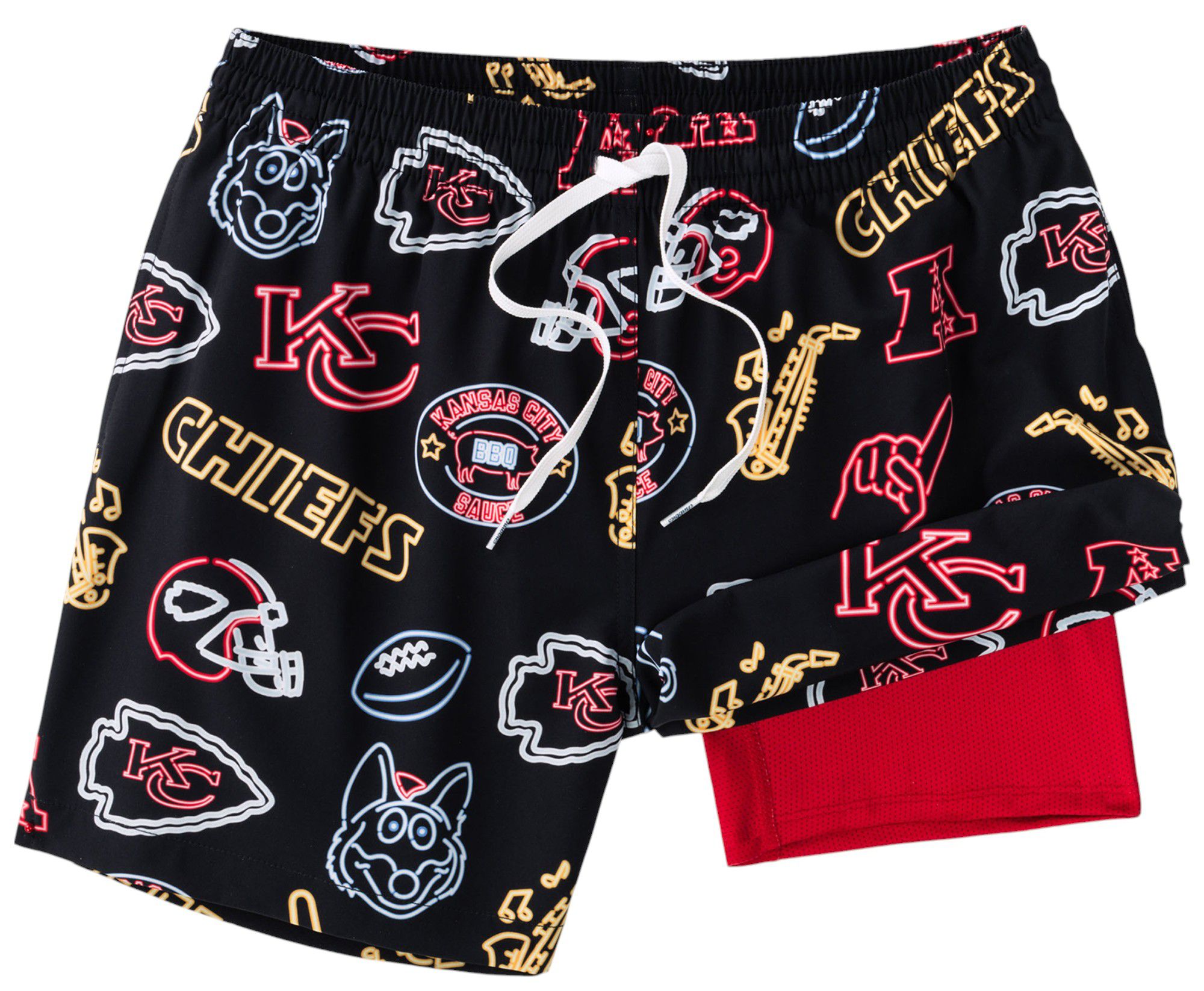 Chubbies Adult Kansas City Chiefs Neon Bright Red 5.5" Lined Swim Trunks product image