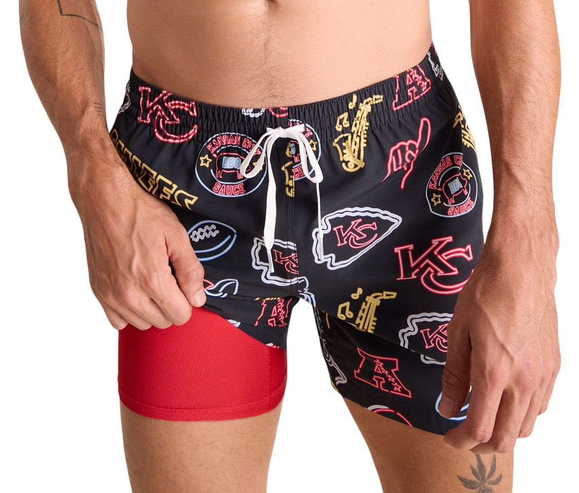 Chubbies Adult Kansas City Chiefs Neon Bright Red 5.5" Lined Swim Trunks product image
