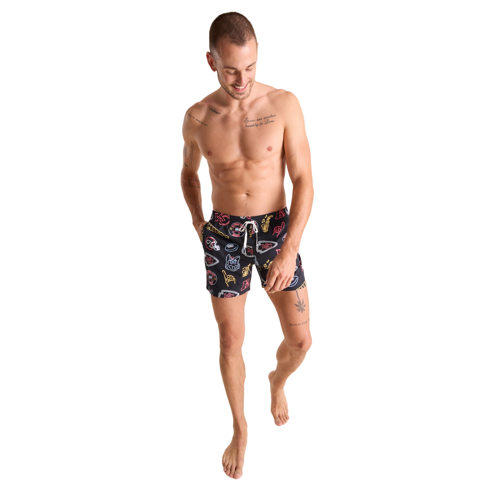 Chubbies Adult Kansas City Chiefs Neon Bright Red 5.5" Lined Swim Trunks product image