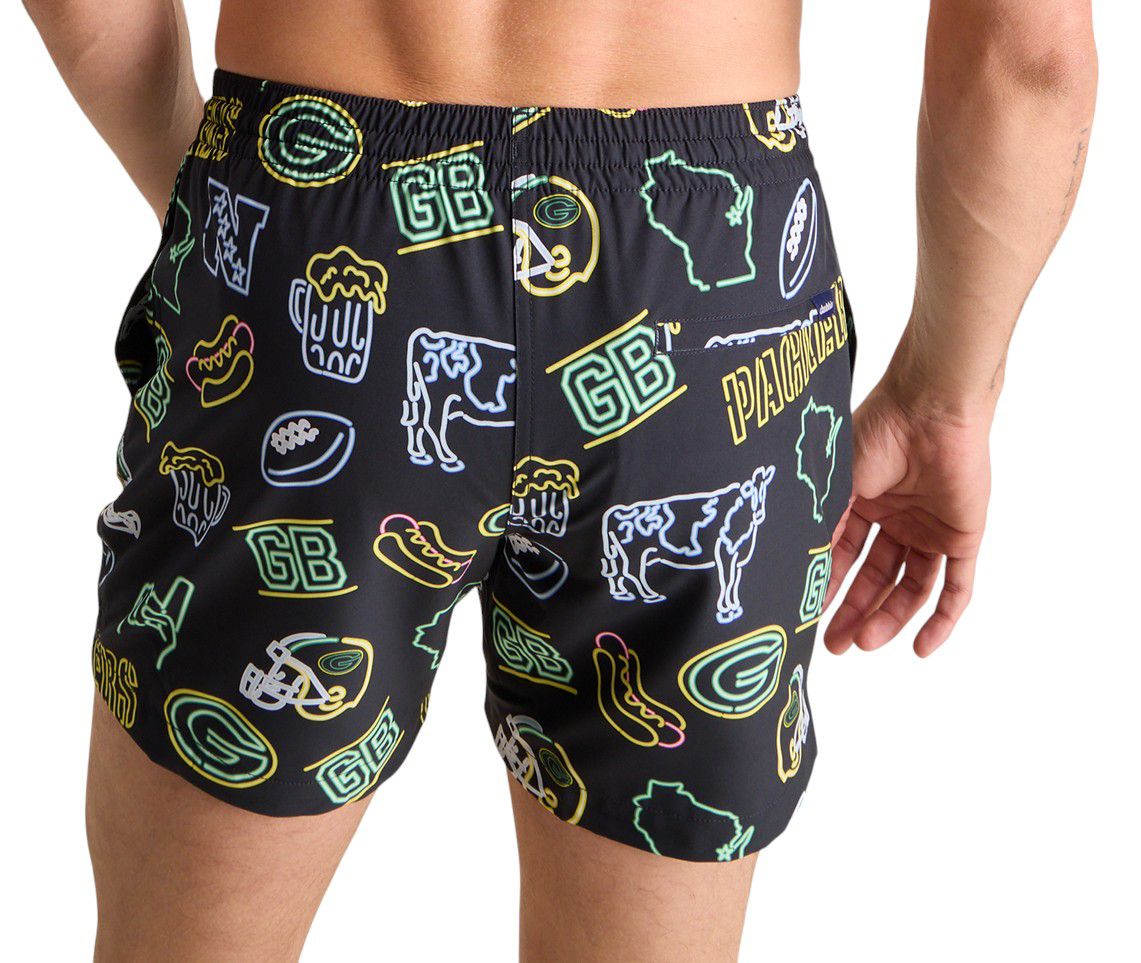 Chubbies Adult Green Bay Packers Neon Dark Green 5.5" Lined Swim Trunks product image