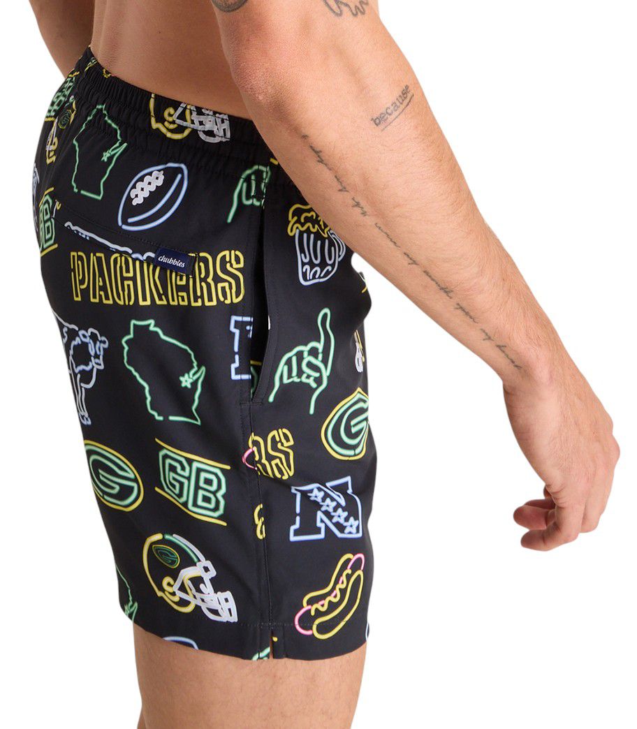 Chubbies Adult Green Bay Packers Neon Dark Green 5.5" Lined Swim Trunks product image