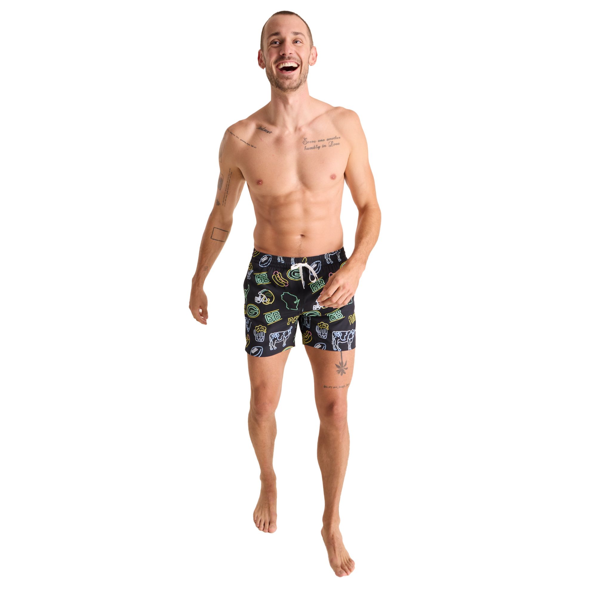 Chubbies Adult Green Bay Packers Neon Dark Green 5.5" Lined Swim Trunks product image