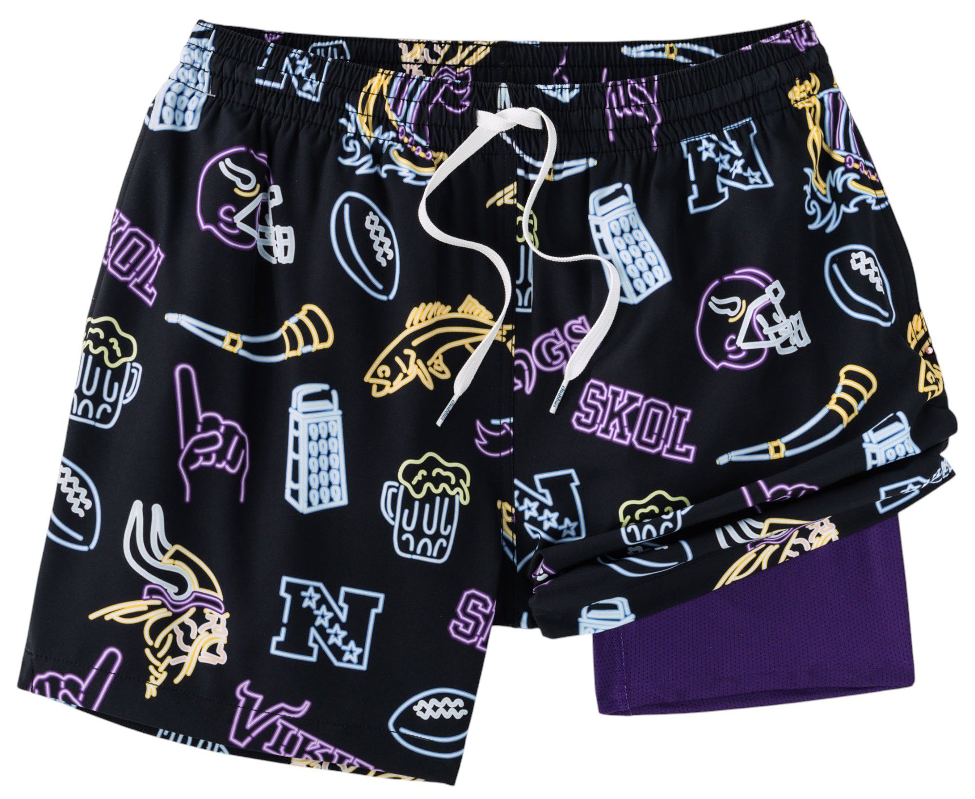 Chubbies Adult Minnesota Vikings Neon Bright Purple 5.5" Lined Swim Trunks product image