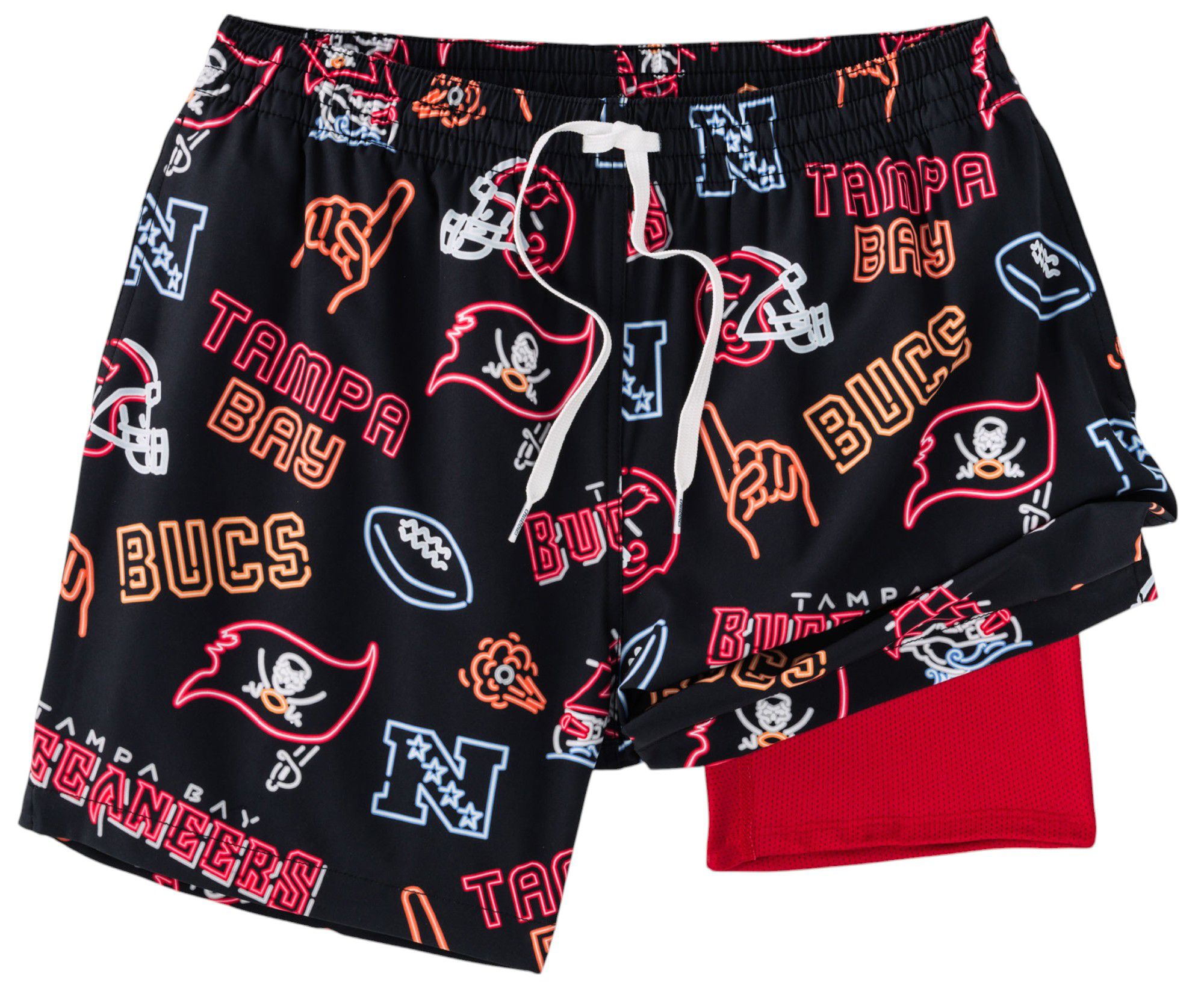 Chubbies Adult Tampa Bay Buccaneers Neon Medium Red 5.5" Lined Swim Trunks product image