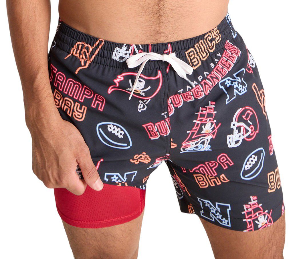 Chubbies Adult Tampa Bay Buccaneers Neon Medium Red 5.5" Lined Swim Trunks product image