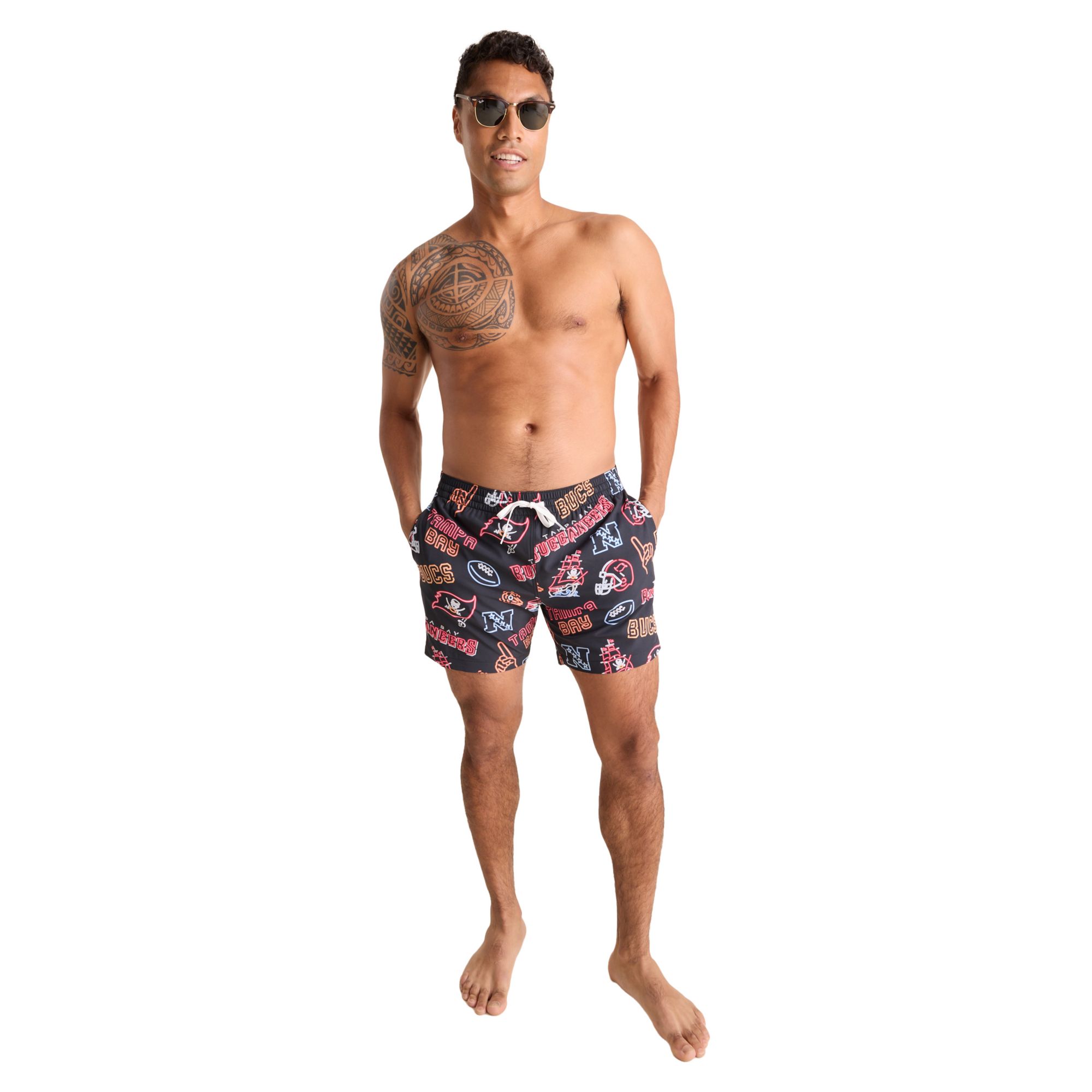 Chubbies Adult Tampa Bay Buccaneers Neon Medium Red 5.5" Lined Swim Trunks product image