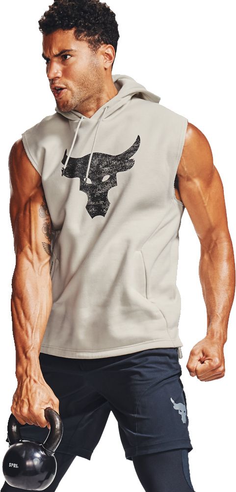 The rock under discount armour sleeveless hoodie