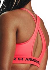 Under Armour womens HeatGear Armour Mid Impact Crossback Sports Bra , White  (100)/White , X-Large 